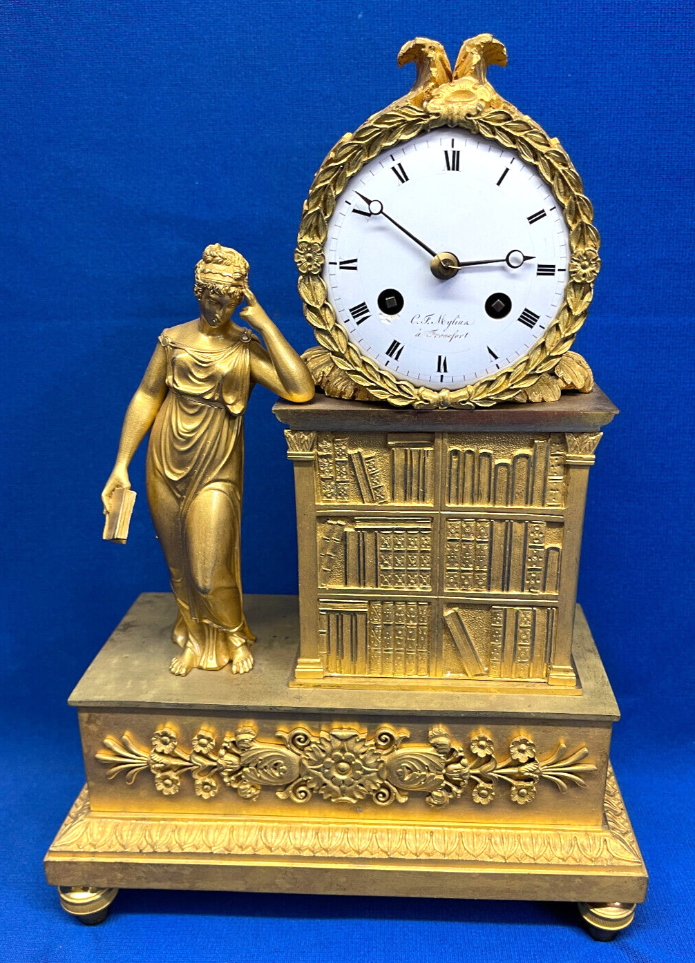 Rare Antique 1810 French Library Silk Thread Mantel Clock