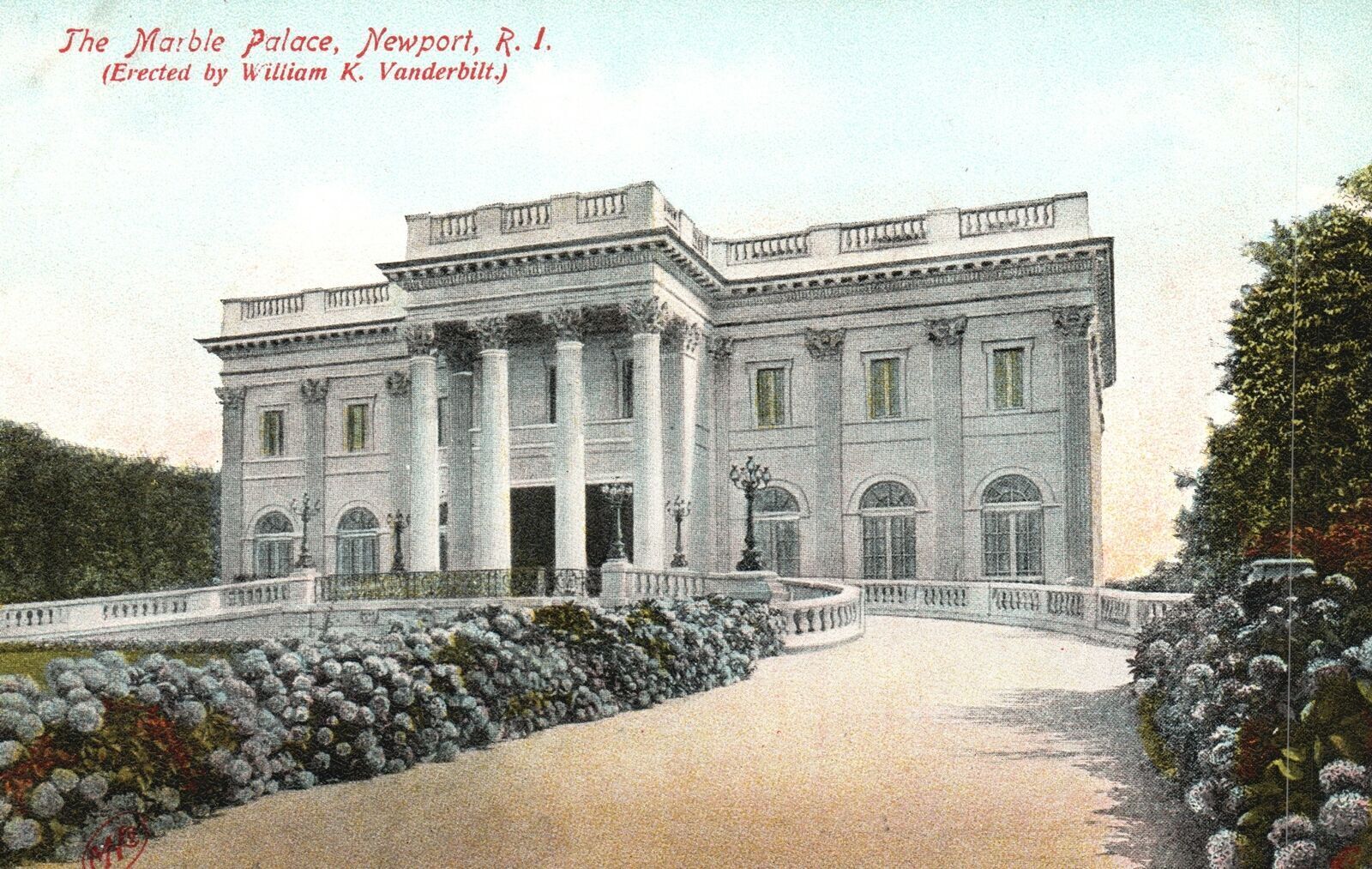 Vintage Postcard Marble Palace Newport Rhode Island Erected William K Vanderbilt