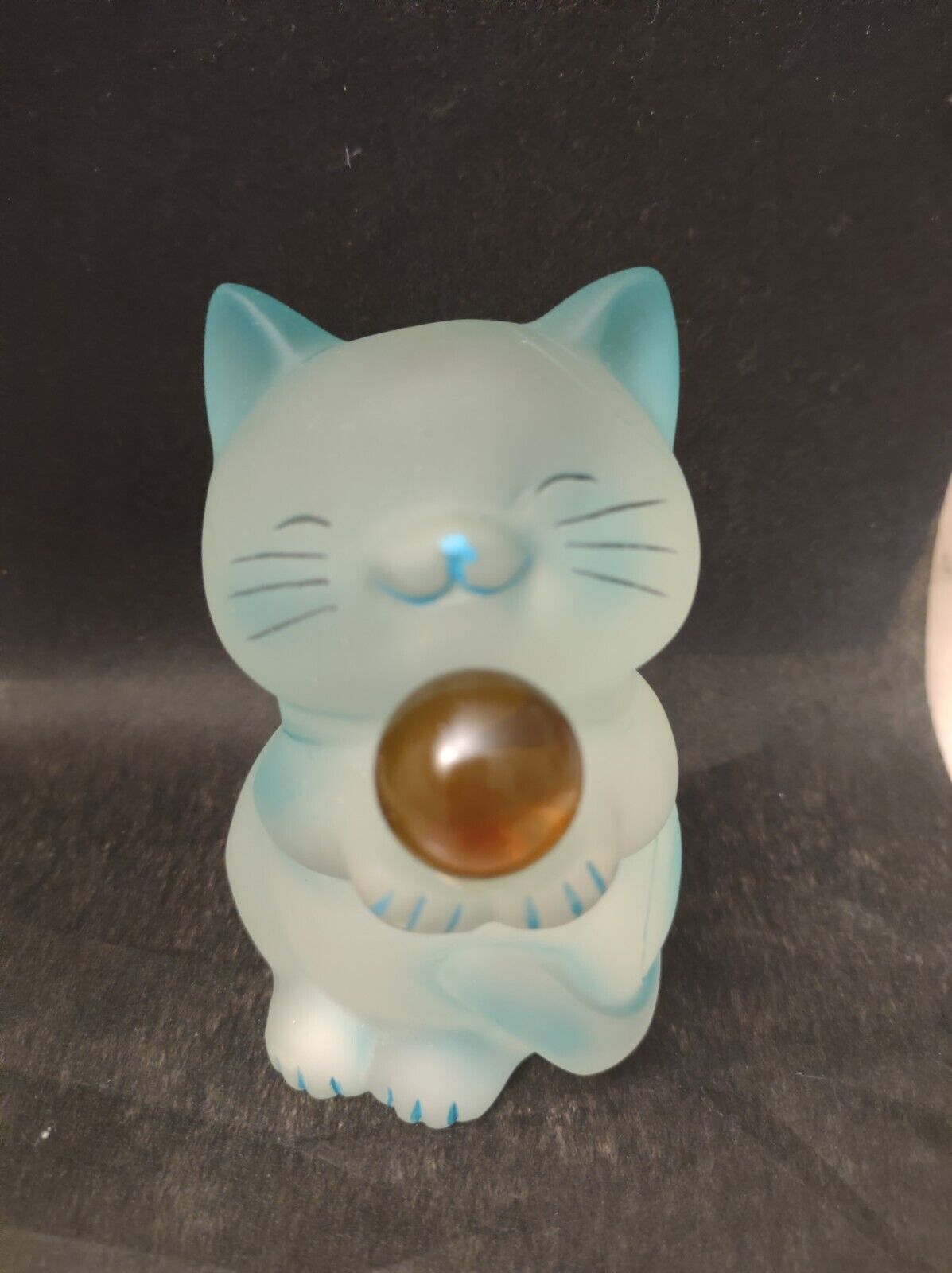Crystal Cat Holding A Fortune Ball