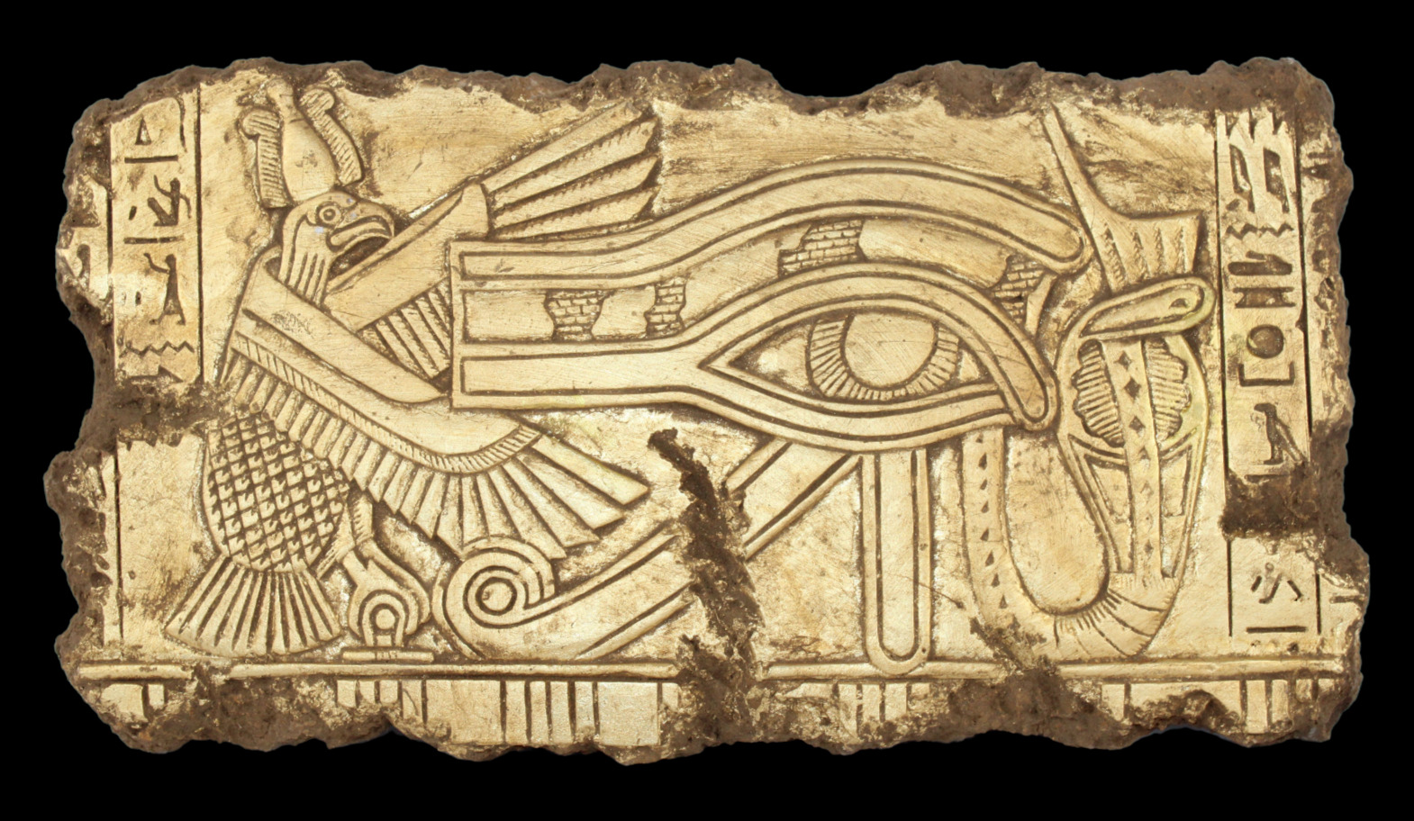 RARE ANCIENT EGYPTIAN ANTIQUE Ibis and Cobra Protect Eye of Horus Stella Stela