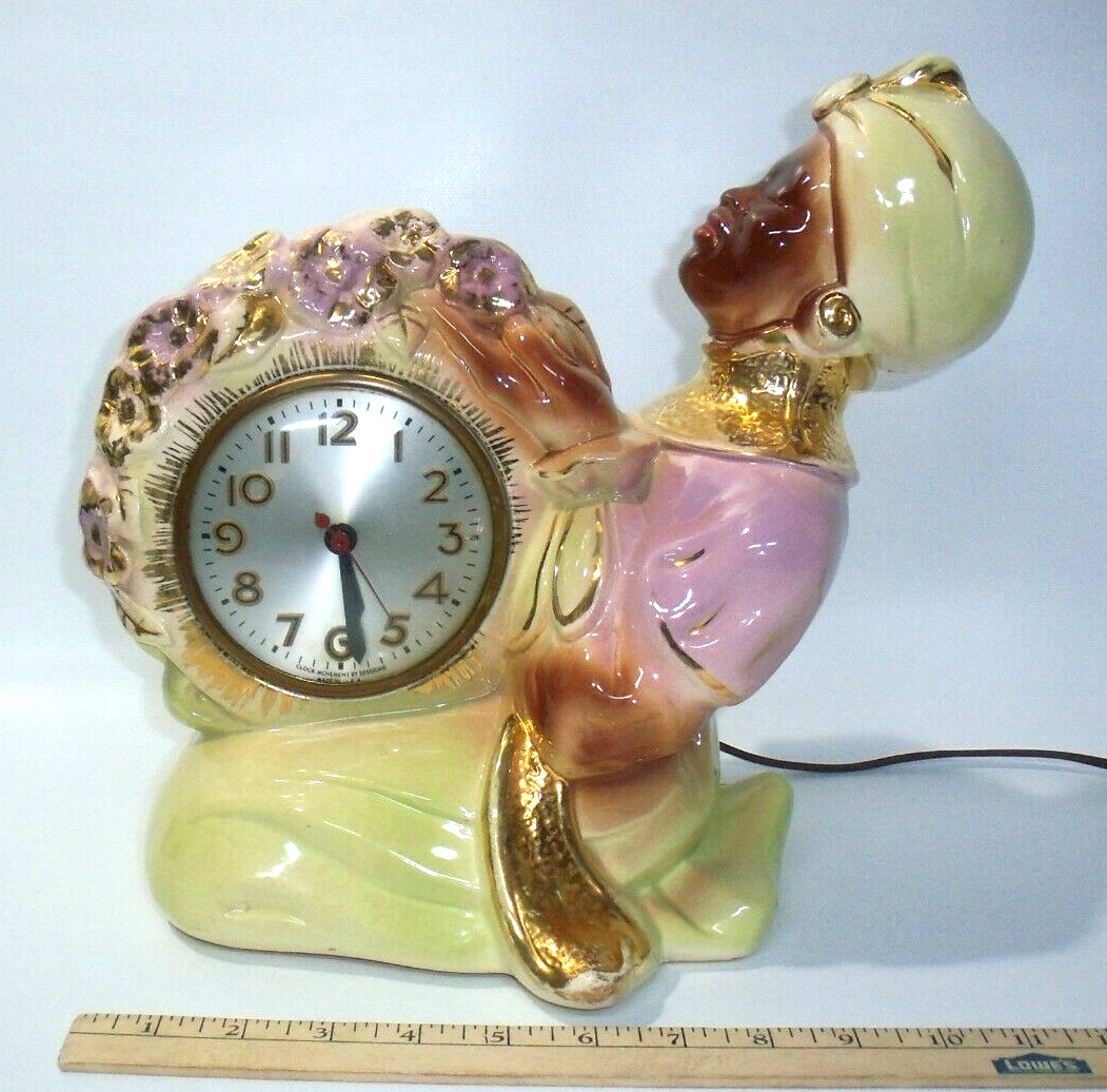 Vintage 1950\'s Sessions Large Ceramic Genie Clock, Very Rare Works