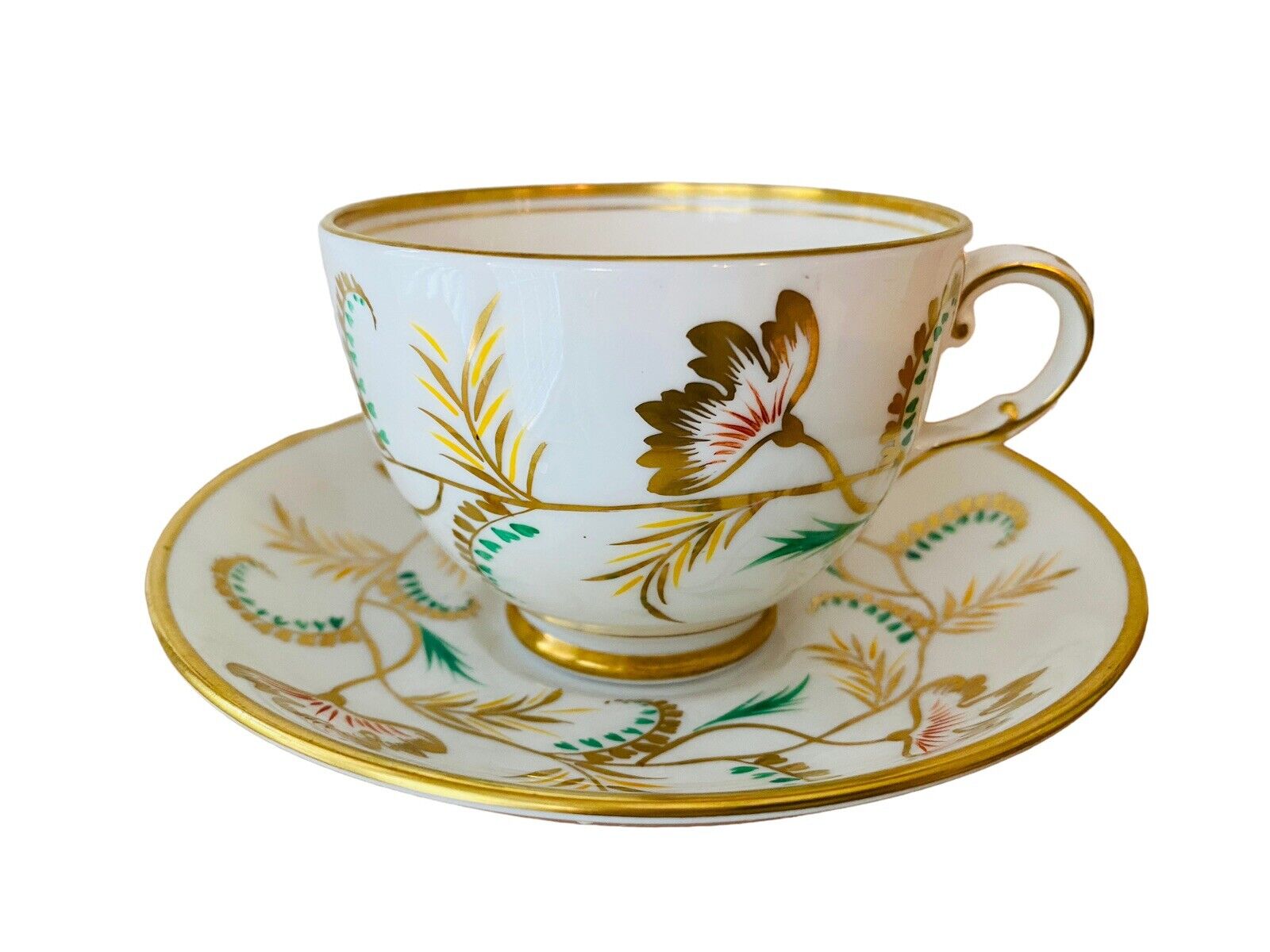 Royal Chelsea Teacup And Saucer English Bone China Floral Gold Trim 667A