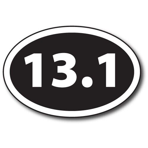 13.1 Half Marathon Inverted Black Oval Magnet Decal, 4x6 In, Automotive Magnet