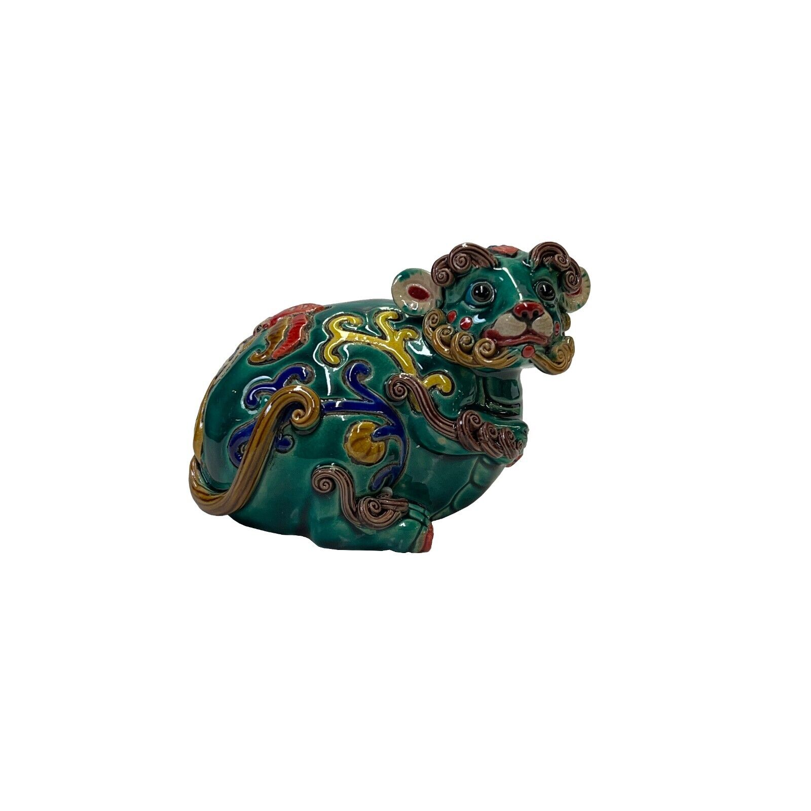 Handmade Green Small Ceramic Artistic Mouse Figure Display Art ws3238