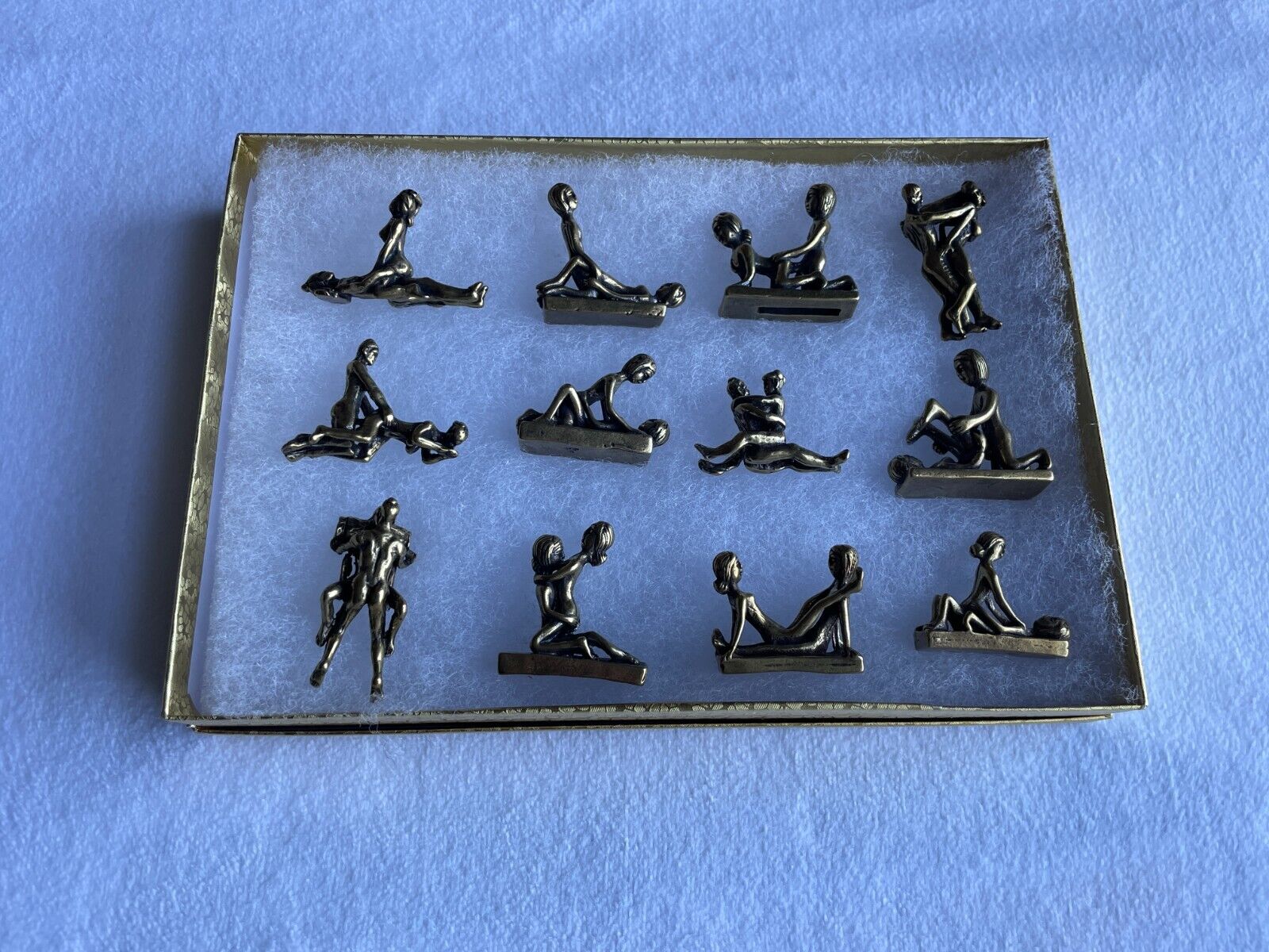 Full set of  Brass Man and Woman Making Love Figurines 12 pcs