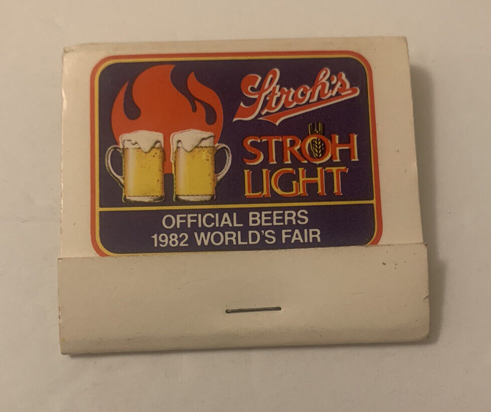 Vintage Stroh Light Matchbook Full Unstruck Matches 1982 Beers Souvenir Ad