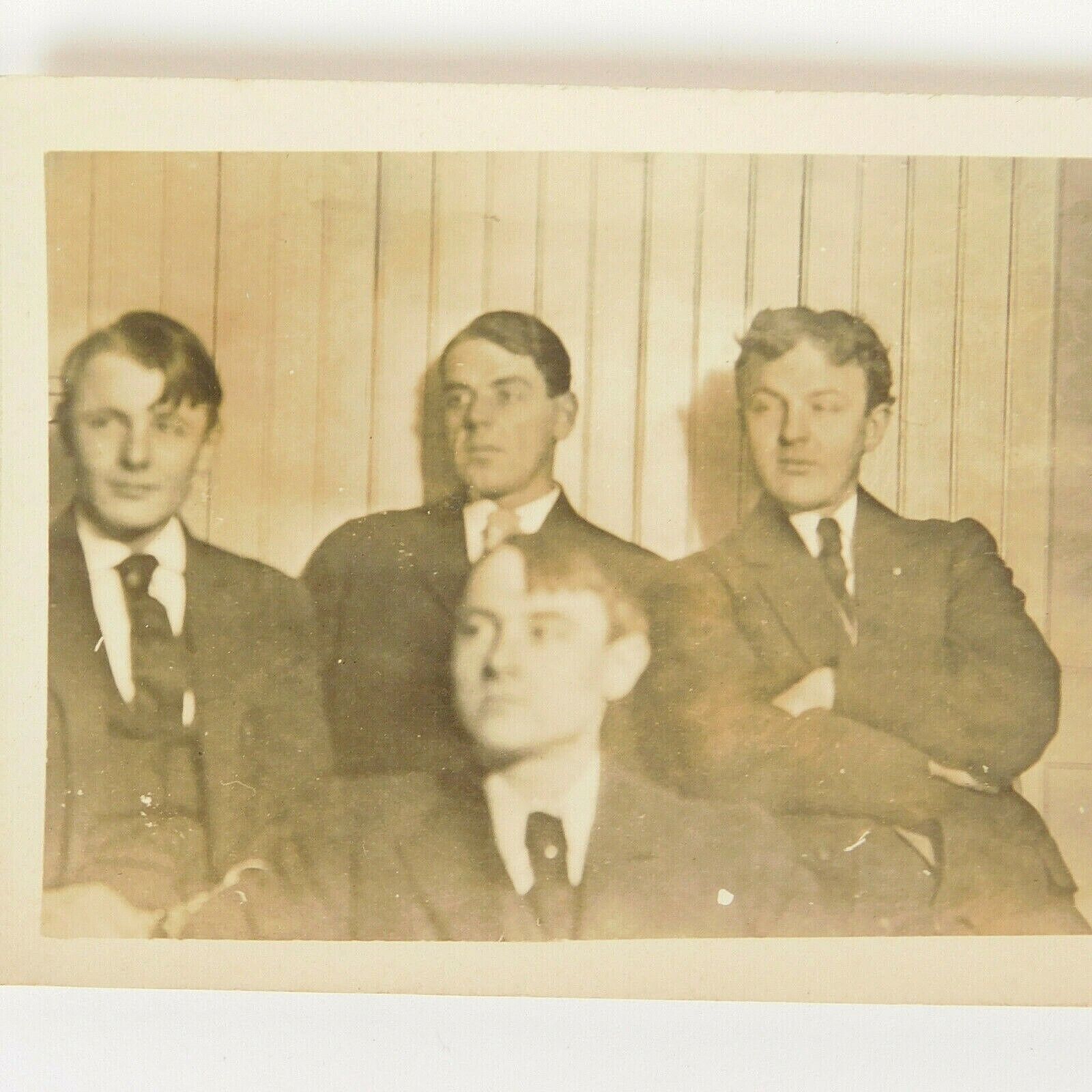 Vintage RPPC Postcard Four Men in Suits at Meeting or Event c.early 1900's