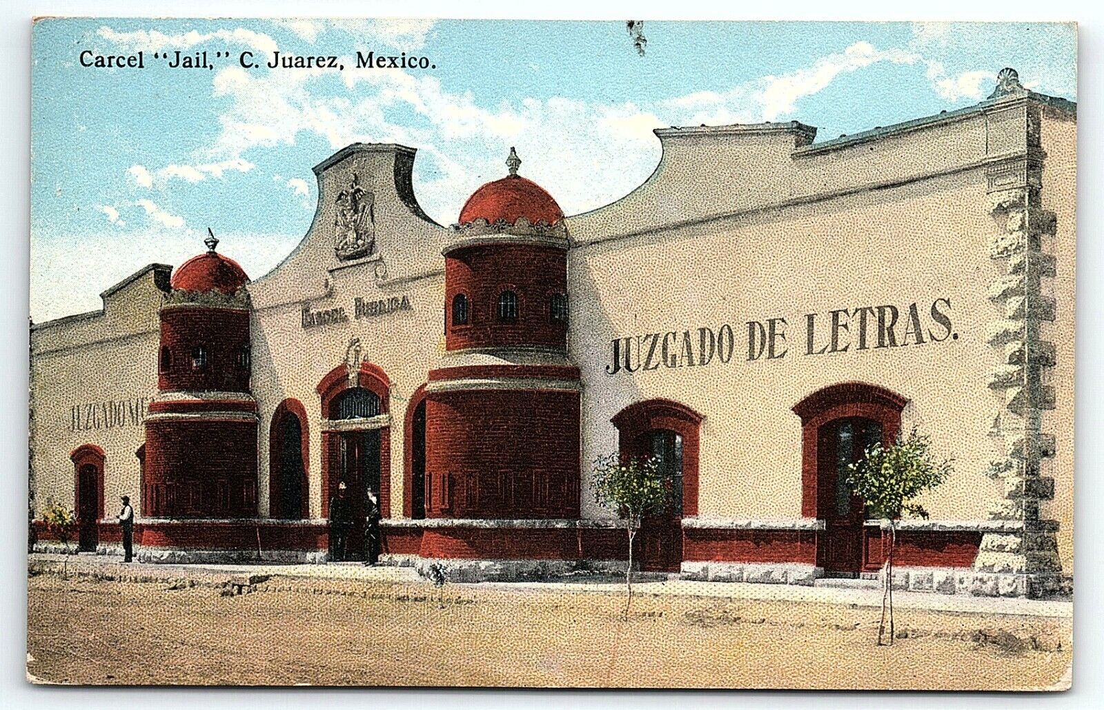 1922 CARCEL JAIL C. JUAREZ MEXICO STREET VIEW ATLANTA GEORGIA POSTCARD P2735