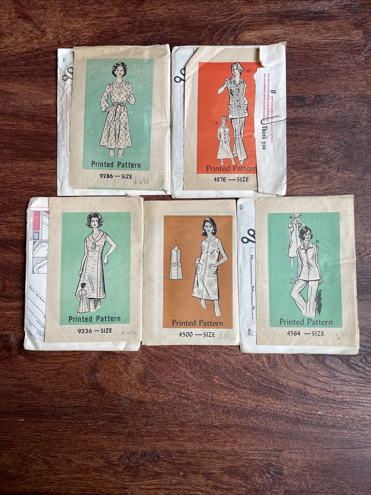 Vintage 1960’s Mail Order Sewing Patterns LOT Of (5) Sz. 14 1/2