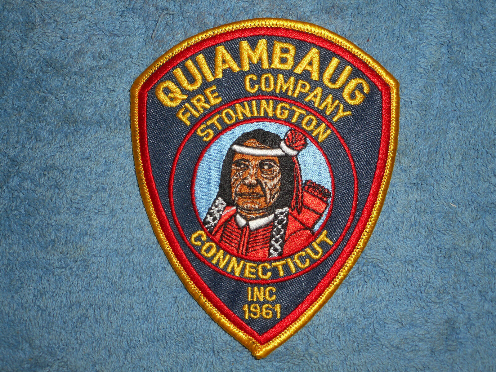 Stonington CT QUIAMBAUG FIRE Co. Fire Dept. Embroidered Patch INCORPORATED 1961