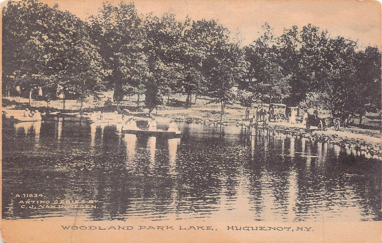 Huguenot Deerpark NY New York Woodland Park Lake Port Jervis Vtg Postcard A45