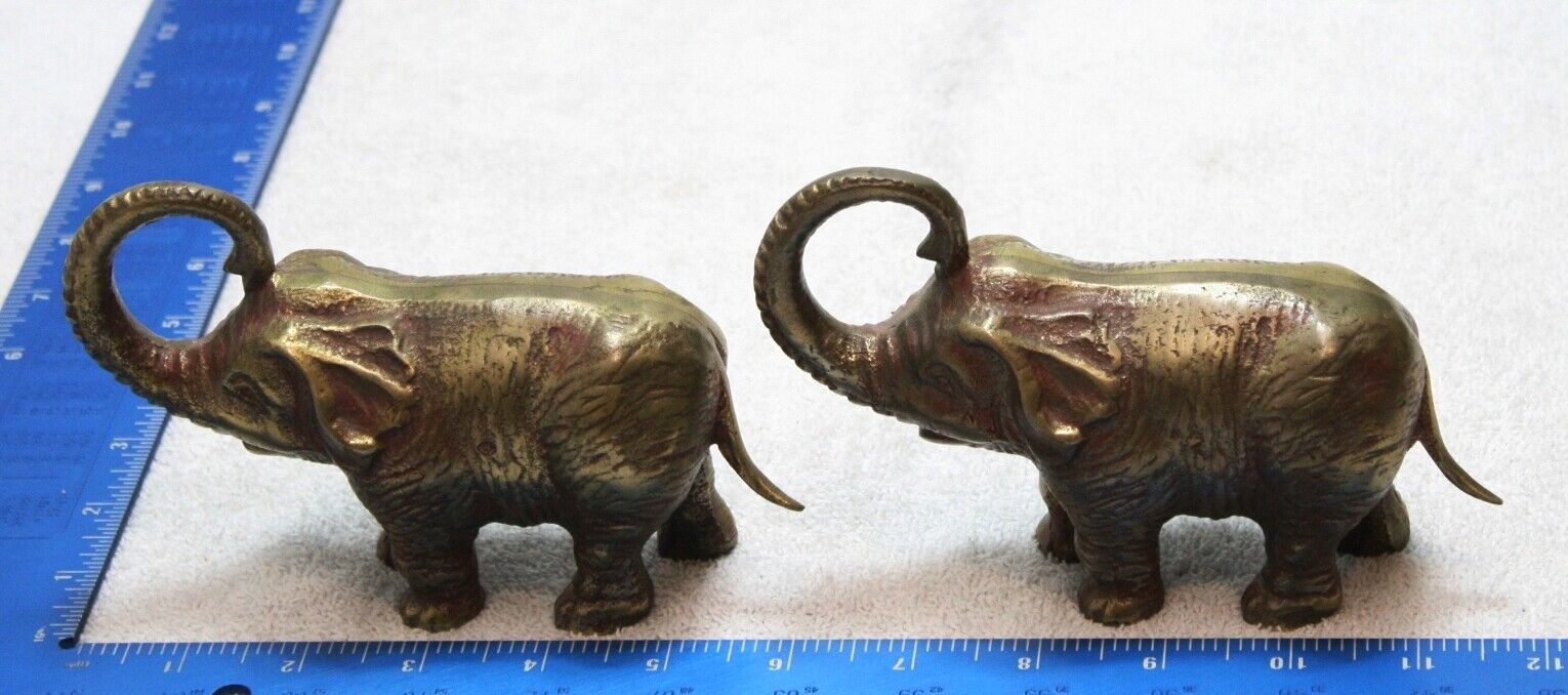 Set of 2 Matching Vintage Bronze Elephant statues 5\
