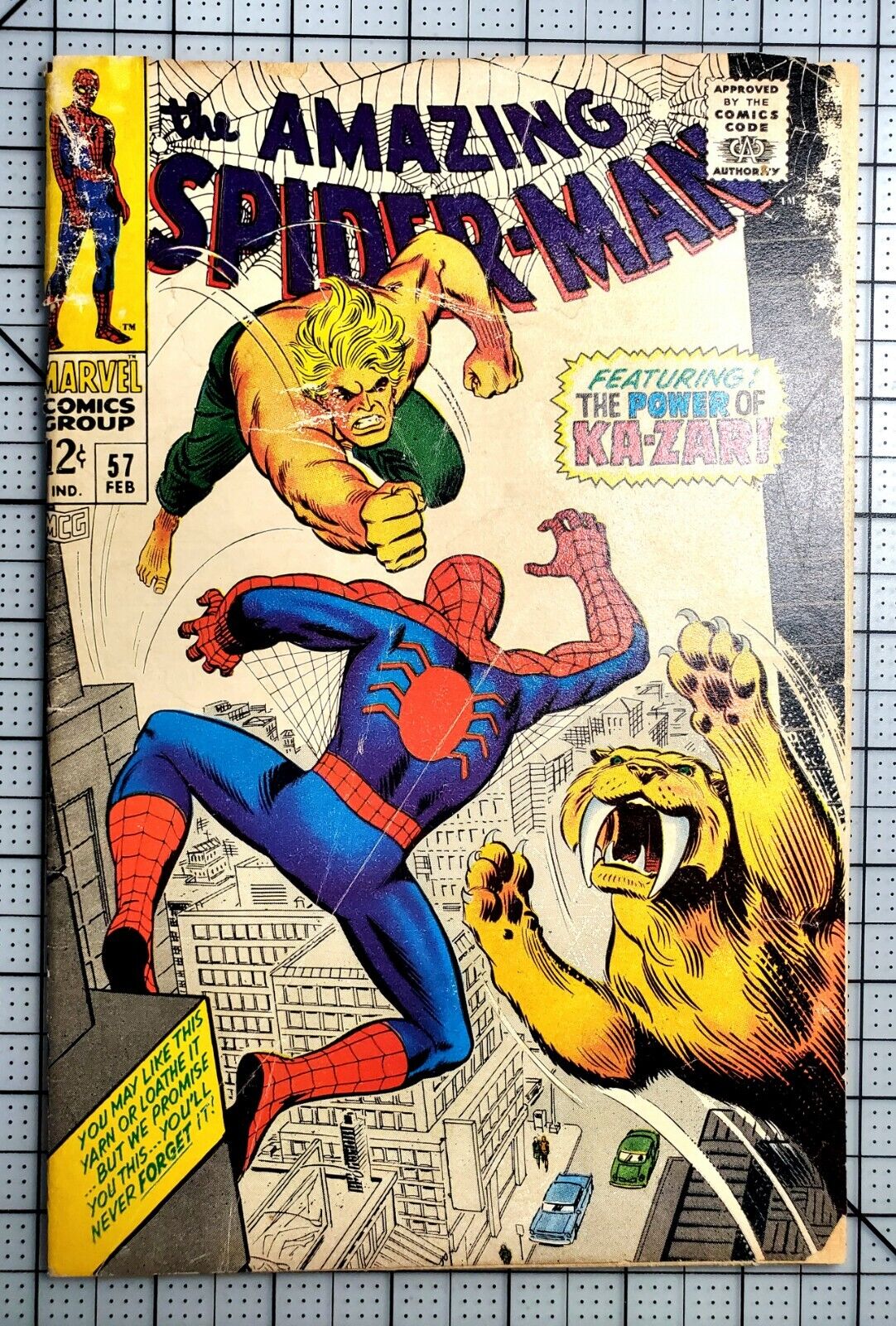 The Amazing Spider-Man #57 Silver Age Ka-Zar Appearance Pressed And Cleaned Key 