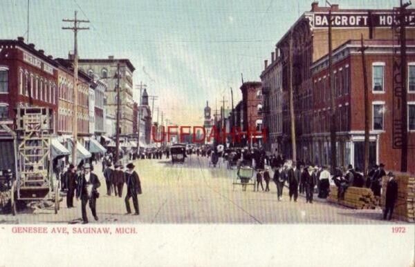 GENESEE AVENUE, SAGINAW, MICH. horsedrawn carriages