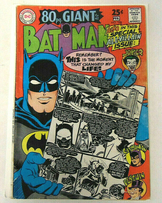 Batman #198 VG 80 Pg Giant G43 1968 DC Comics Joker Catwoman Penguin