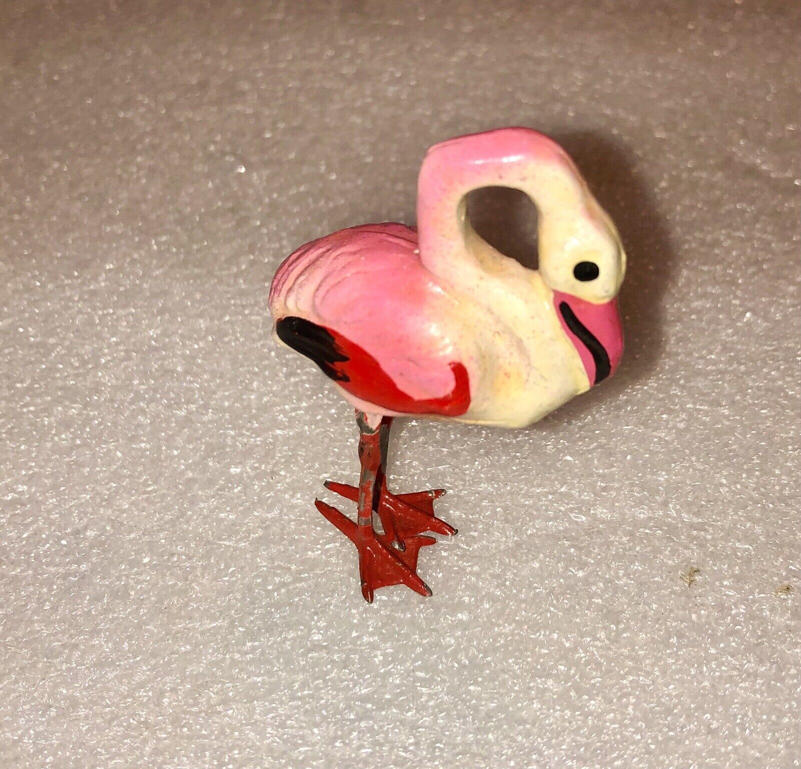 Vintage Germany Miniature Composition Putz Flamingo Figure Wire Feet