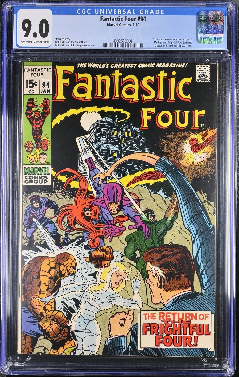 Fantastic Four #94 CGC VF/NM 9.0 1st Appearance Agatha Harkness Marvel 1970