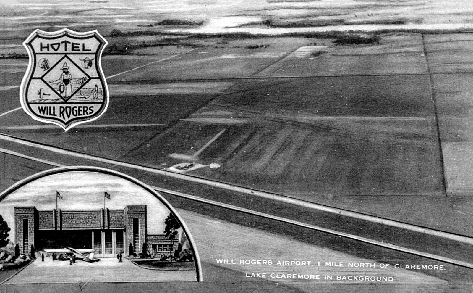 Postcard Claremore Oklahoma OK Hotel Will Rogers Panoramic View Reprint #10318