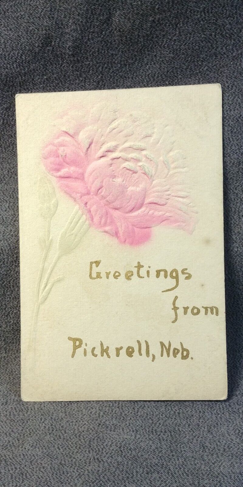 1908 Greetings from Pickrell Nebraska Town Cancel Upside Down Stamp Postcard T34