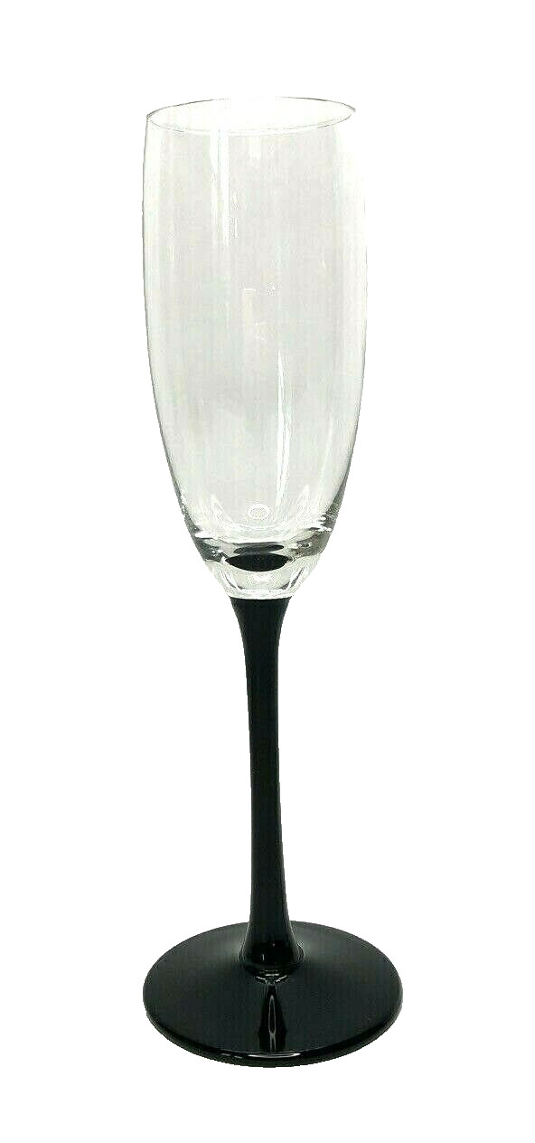 Black Onyx Champagne Flute Wine Stemware Clear Glass Bowl Single 9\