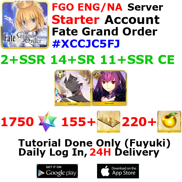 [ENG/NA][INST] FGO / Fate Grand Order Starter Account 2+SSR 150+Tix 1790+SQ #XCC