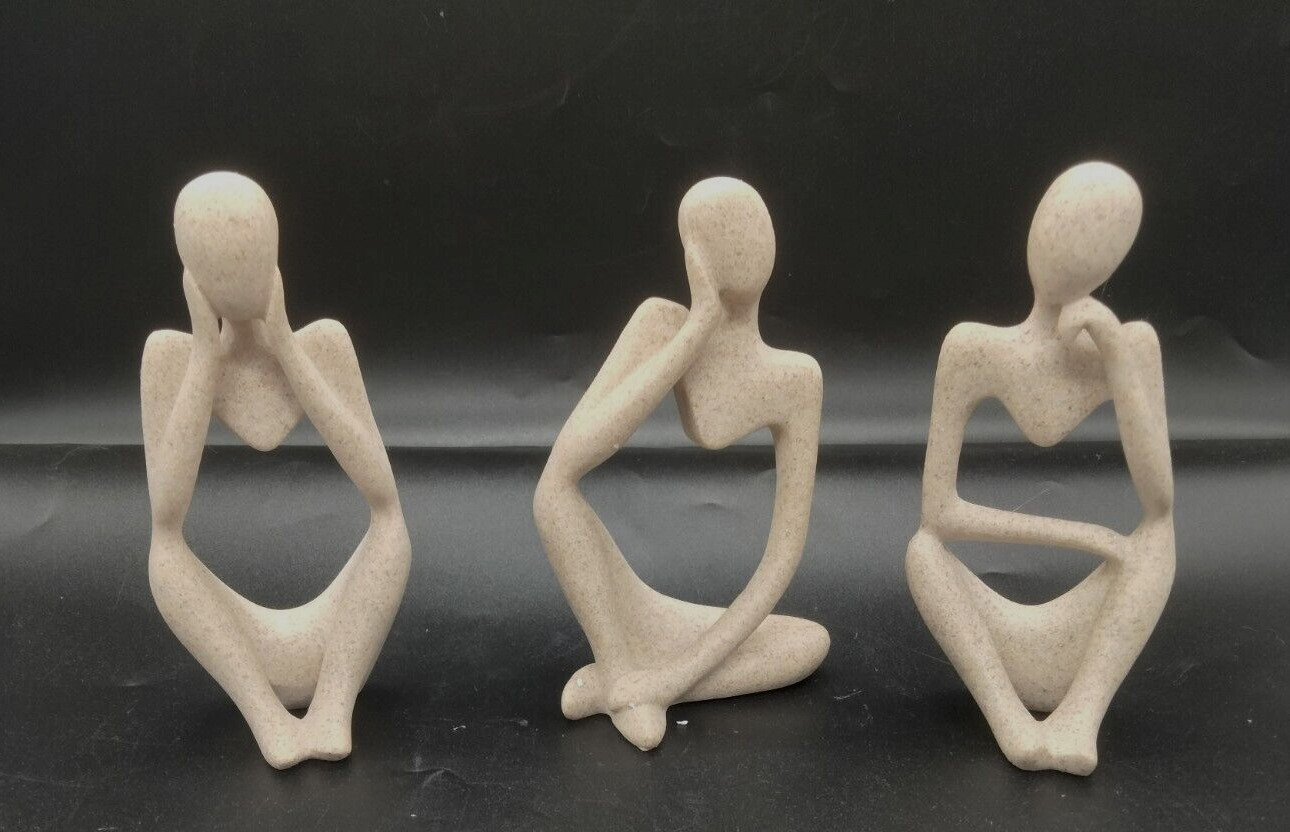 Set of 3 Figurines Ultra Modern Contemporary Hear, Speak, See No Evil New in Box