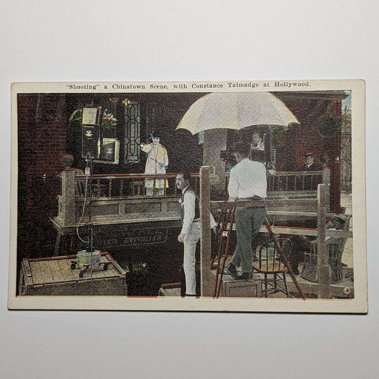 Hollywood CA Shooting a Chinatown Scene with Constance Talmadge Postcard