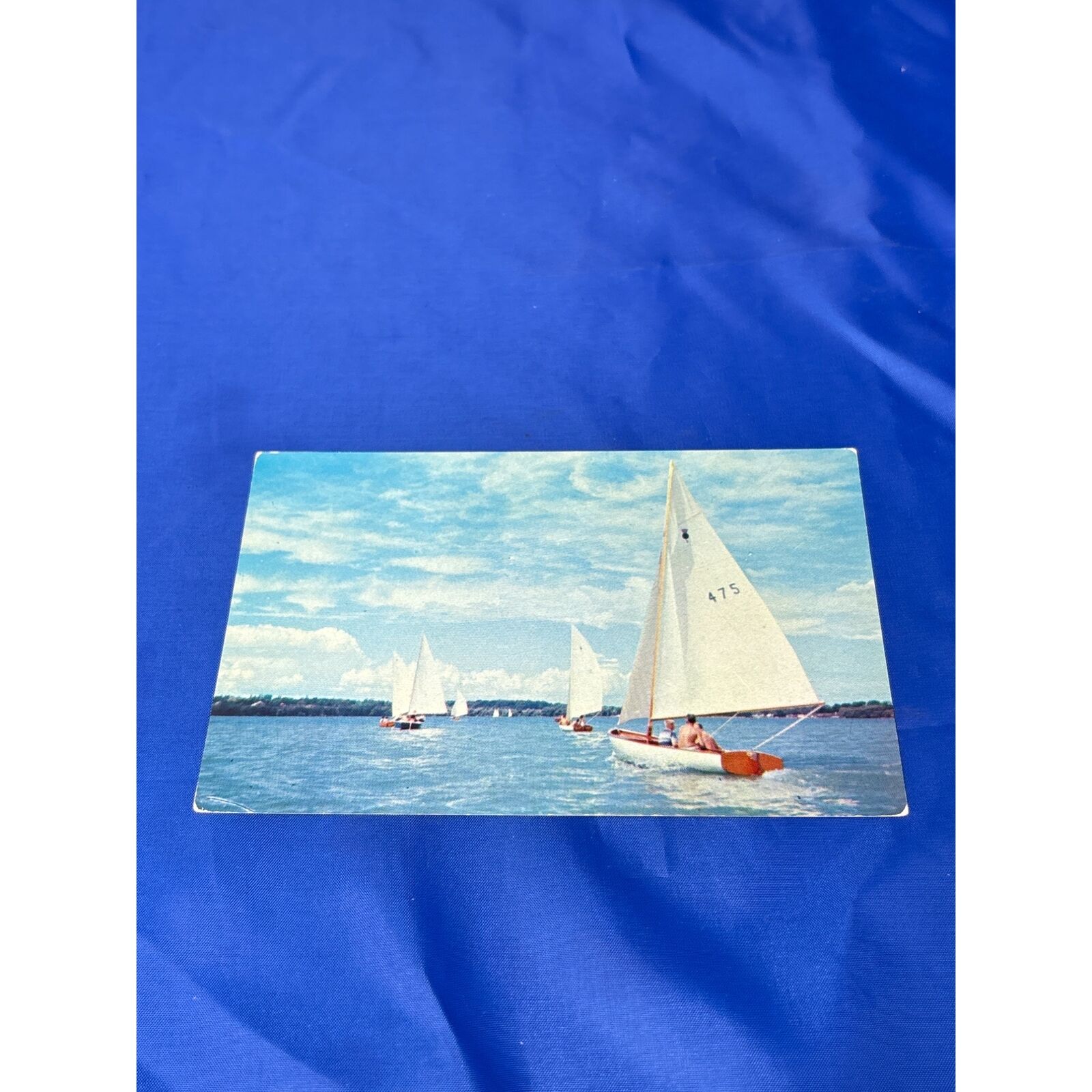 Summer sailing cayuga Lake New York postcard chrome divided back