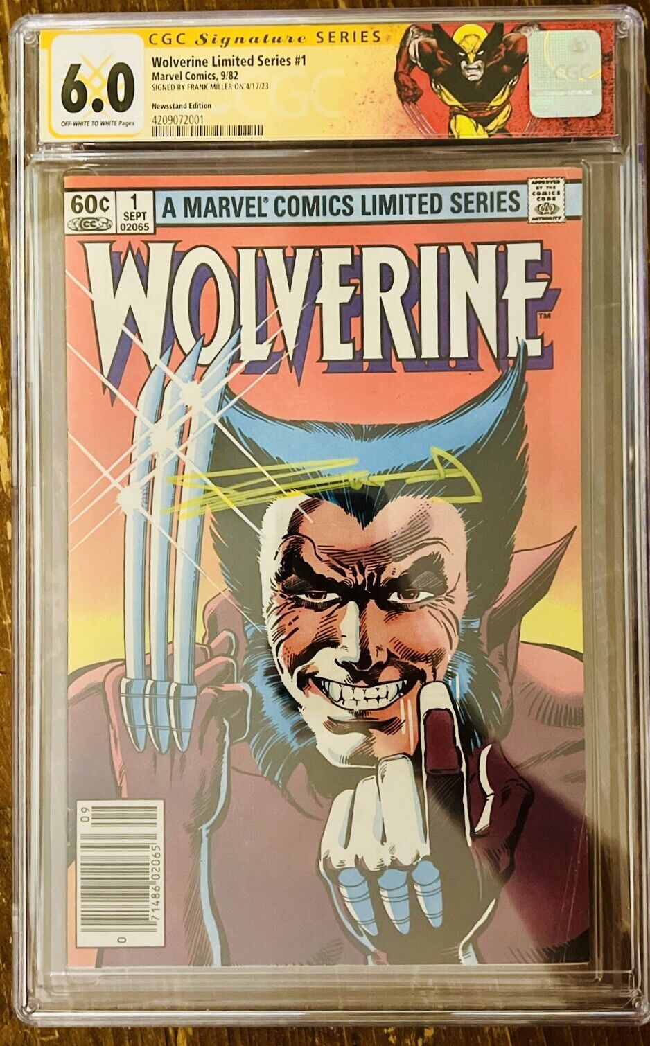 Wolverine Limited Series #1 CGC NS 6.0. Signature Series SS Signed Frank Miller