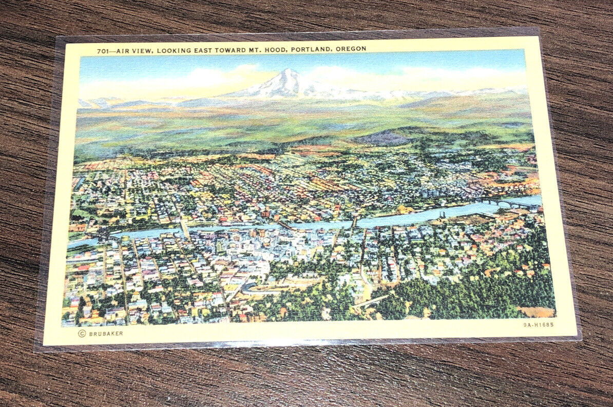 Vintage Postcard 1930\'s Air View Looking East Toward Mt. Hood Portland Oregon OR