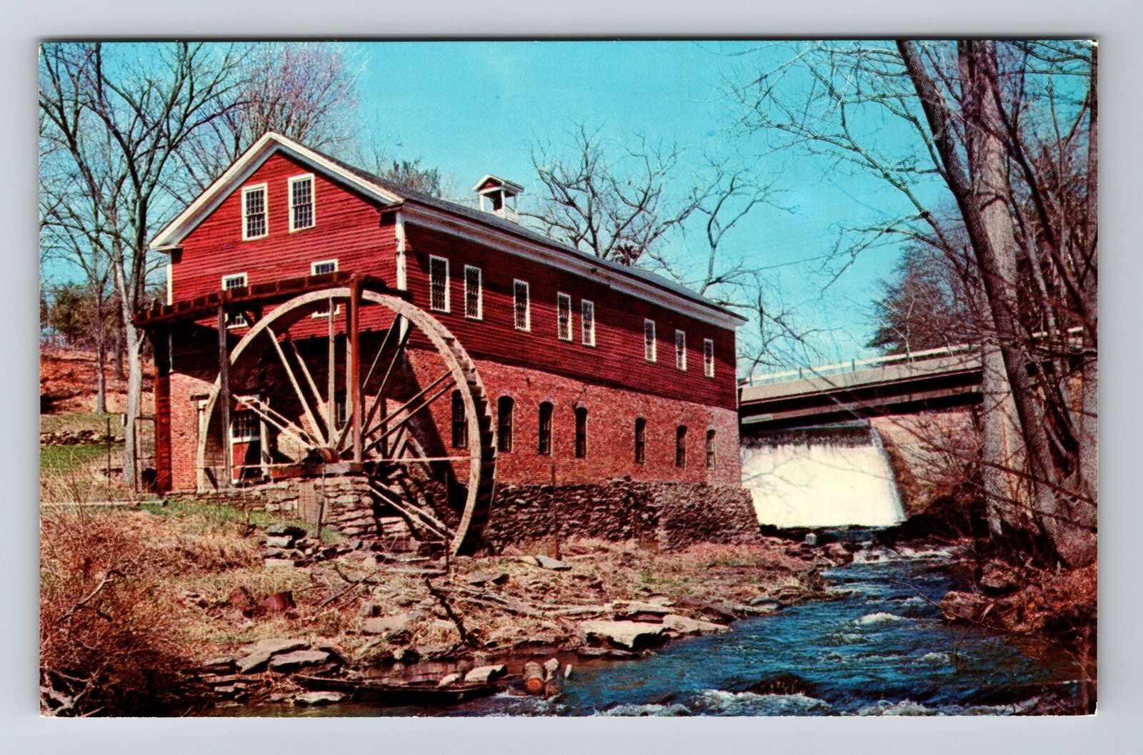 Granby MA-Massachusetts, Old Grist Mill & Water Wheel, Vintage Postcard