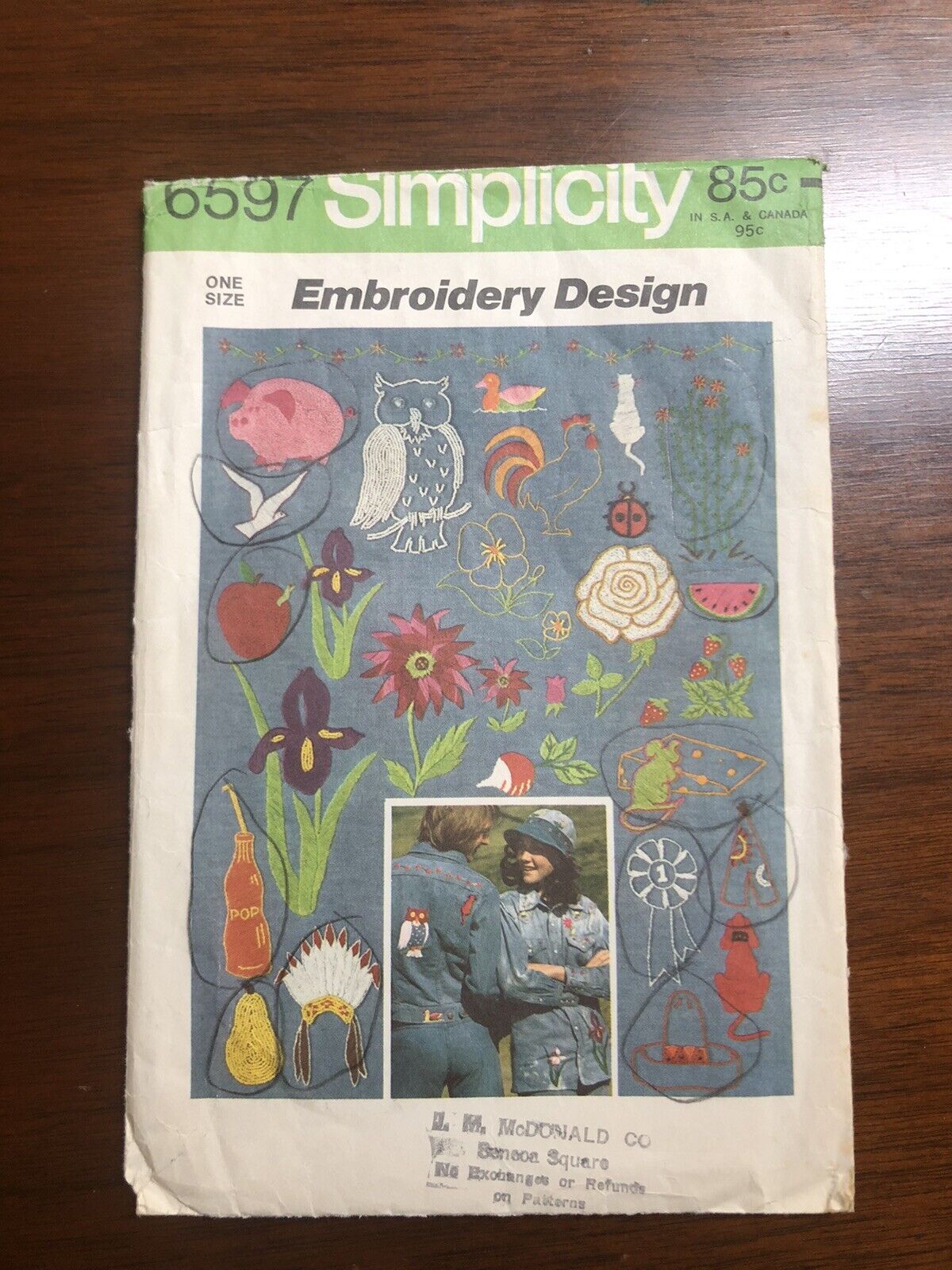 VTG 1974 Simplicity Pattern #6597 TRANSFER FOR EMBROIDERY & SEED BEADS