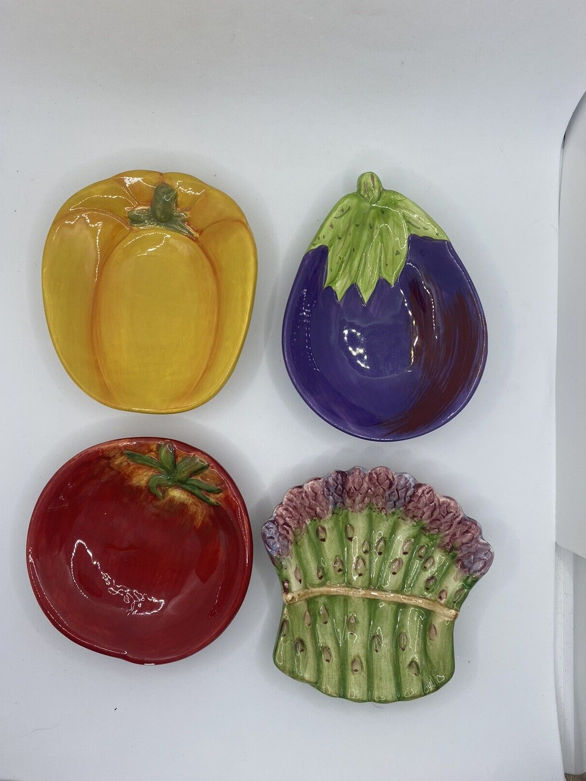 Pier One 1 Sauce Dishes 4 Mini Ironstone Hand painted Vegetable Side Dip plates