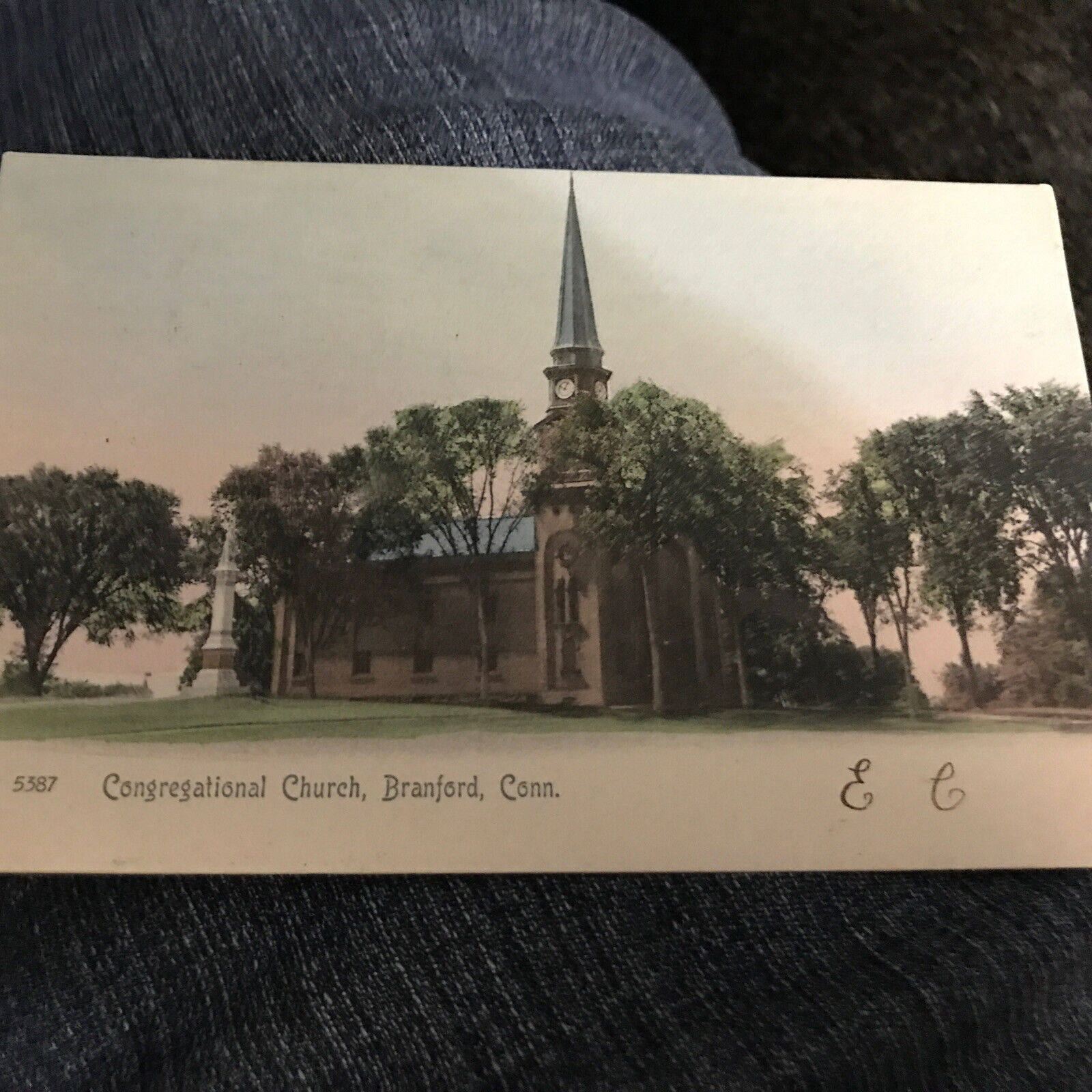 BRANFORD CT Congregational Church Linen Posted 1905 Photo Postcard