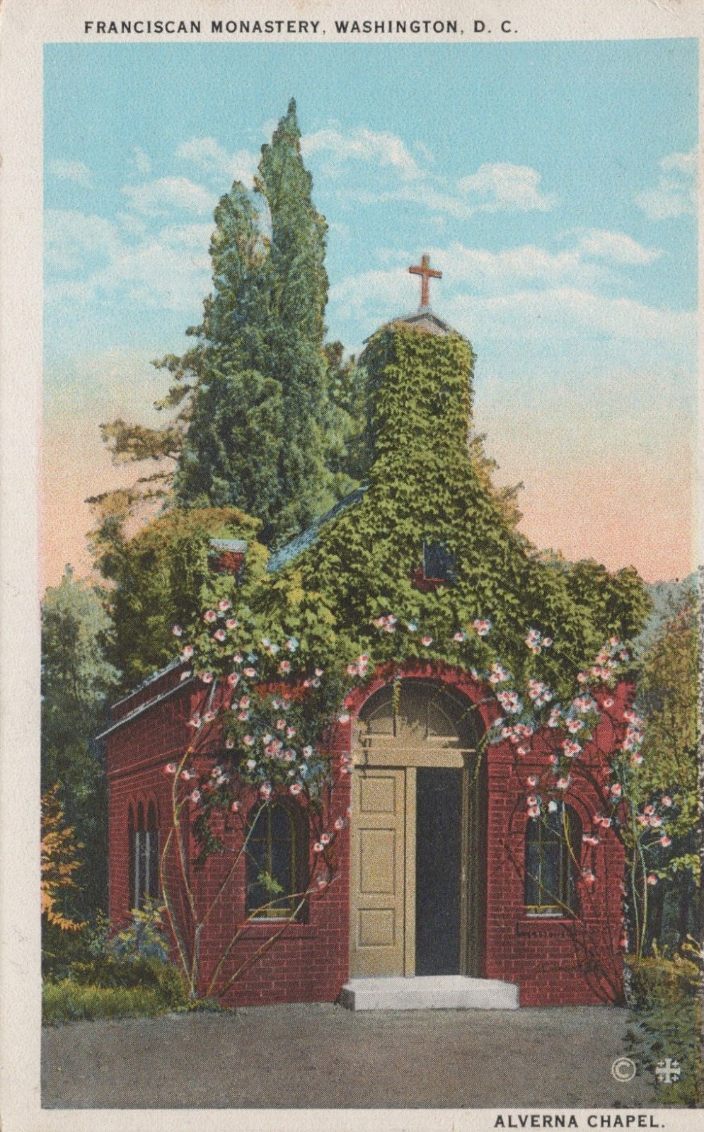 Franciscan Monastery Washington DC Alverna Chapel Whiteborder Vintage Post Card
