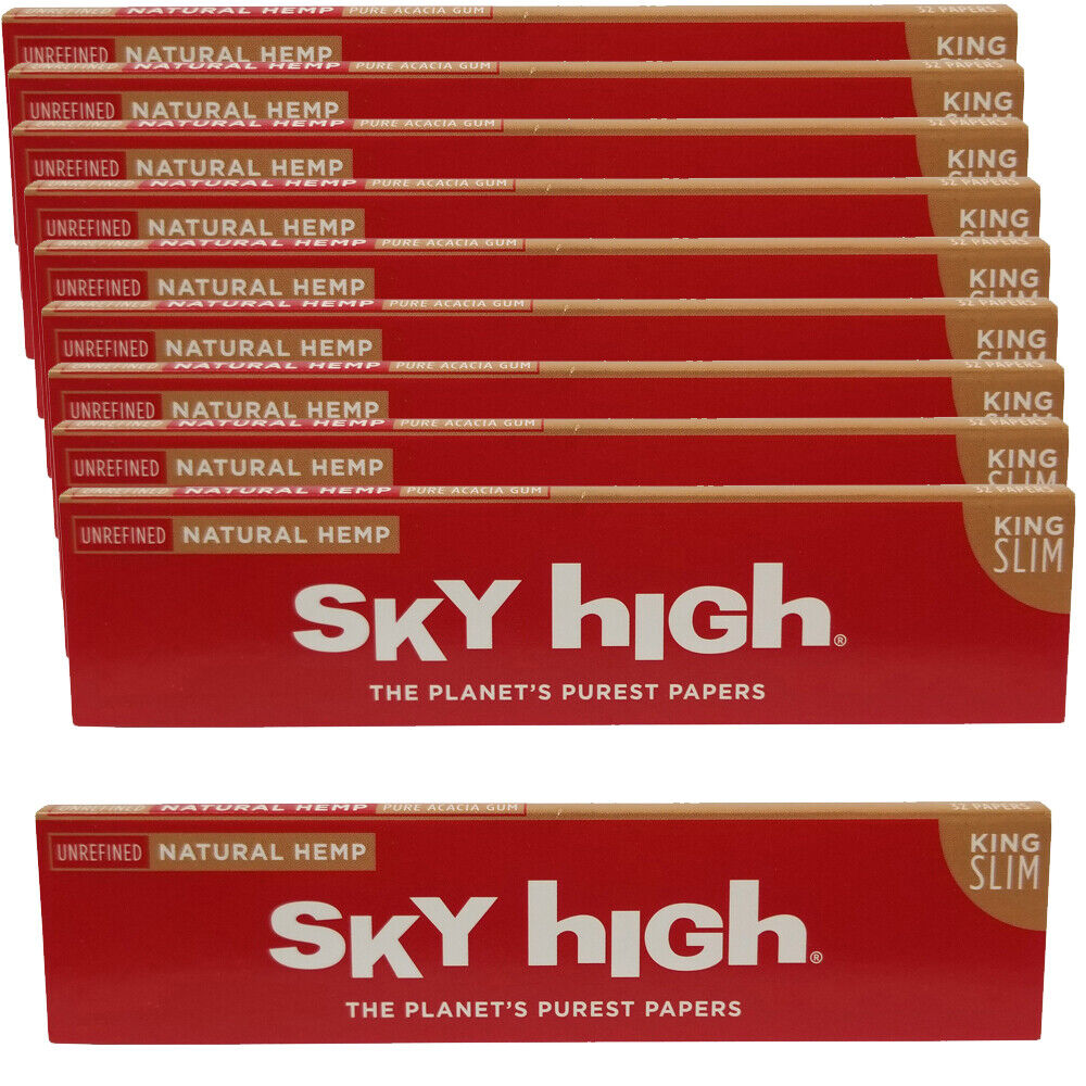 SKY HIGH King Sized Natural Rolling Papers (10 Booklets - 320 Rolling Papers)