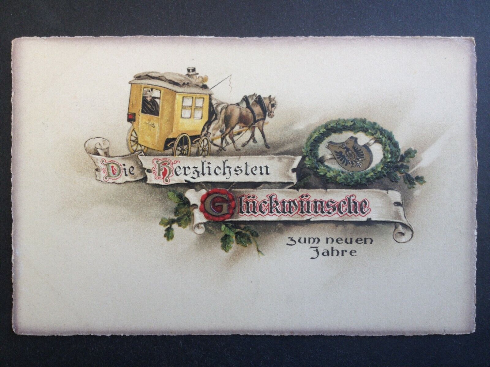 Superb cpa fantasy embossed embossed coupling carriage to Antoine ALBRECHT