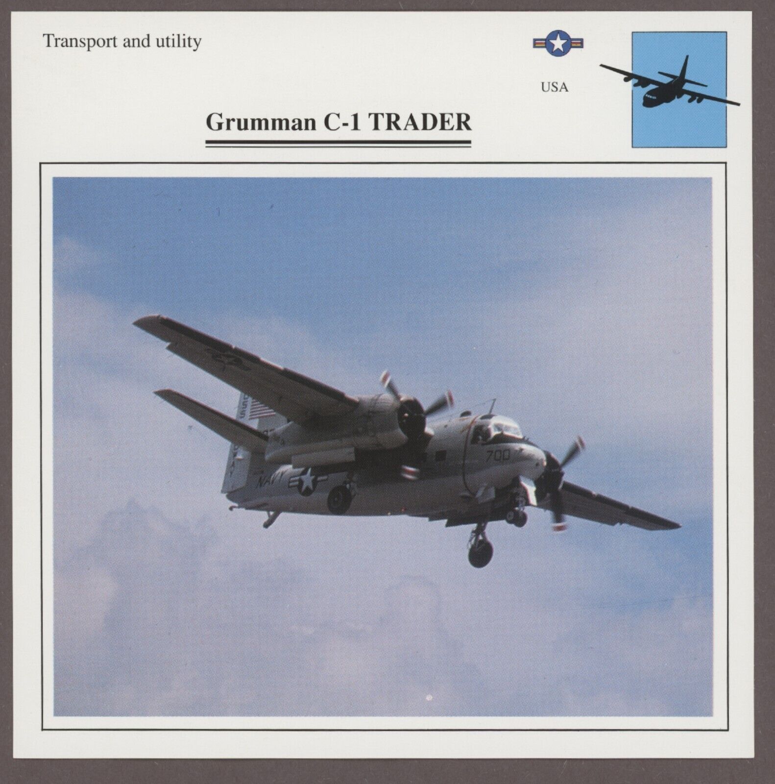 Grumman C-1 Trader Warplanes Military Aircraft Edito Service Card USA