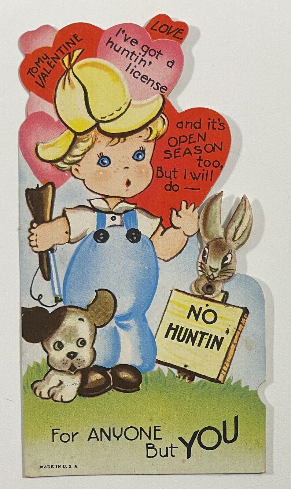 Vintage Mechanical Valentine Card Huntin\'