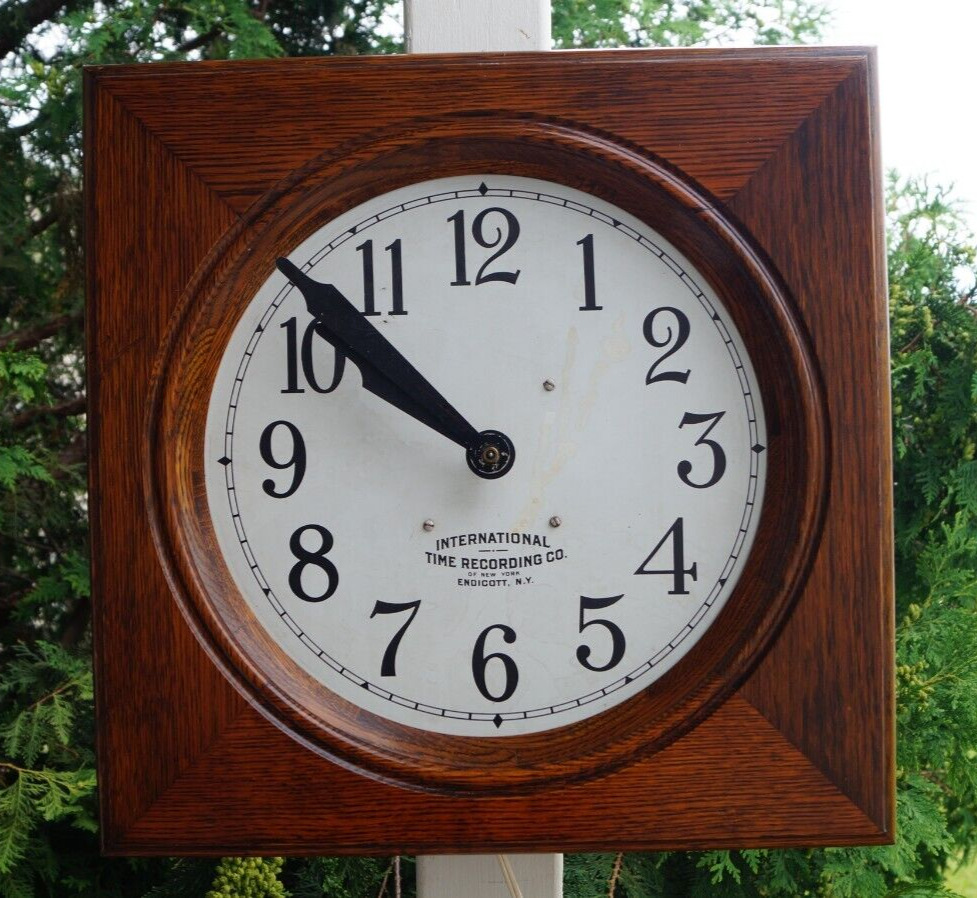 Antique 1923 TIME RECORDING CO. Advertising Gallery Wall Clock - RUNS - VIDEO