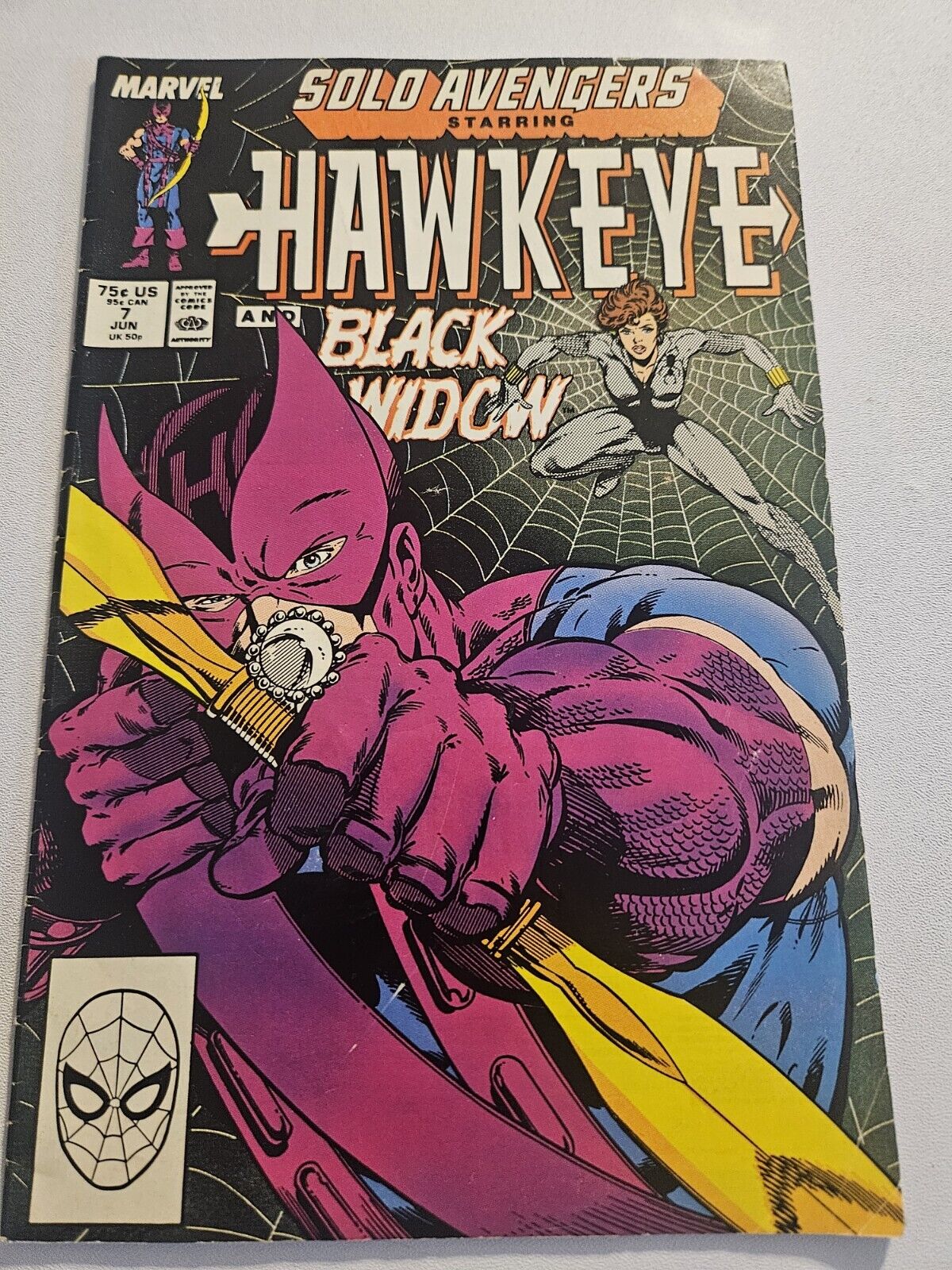 Solo Avengers: Hawkeye And Black Widow #7 Marvel Comics 1988 Copper Age