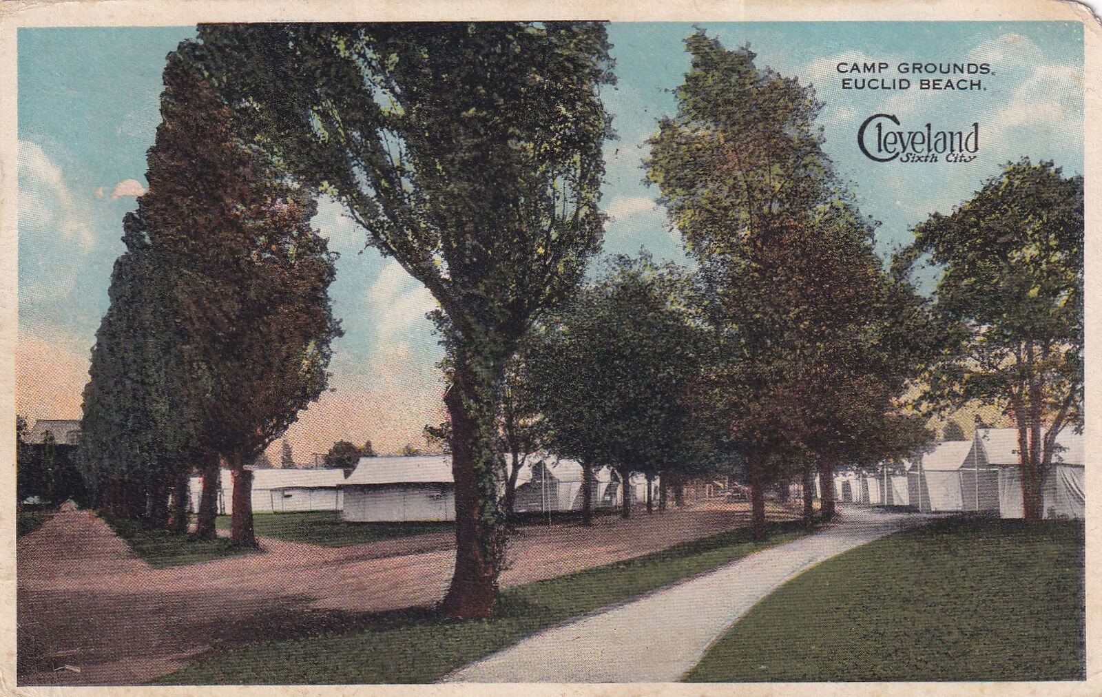 Euclid Beach Cleveland Ohio OH Postcard 1918 Camp Grounds Sixth City N06