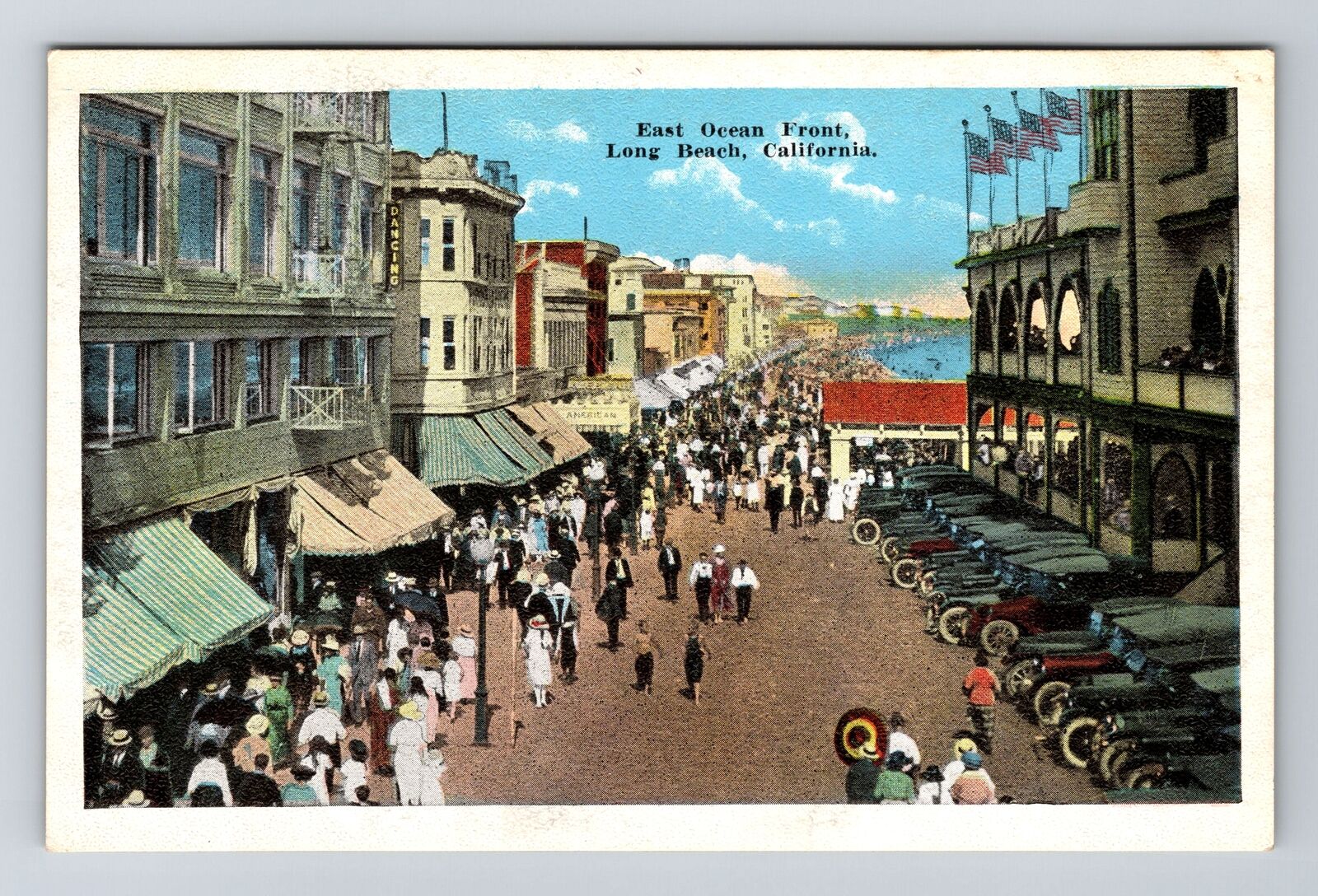 Long Beach CA-California, East Ocean Front, Vintage Postcard
