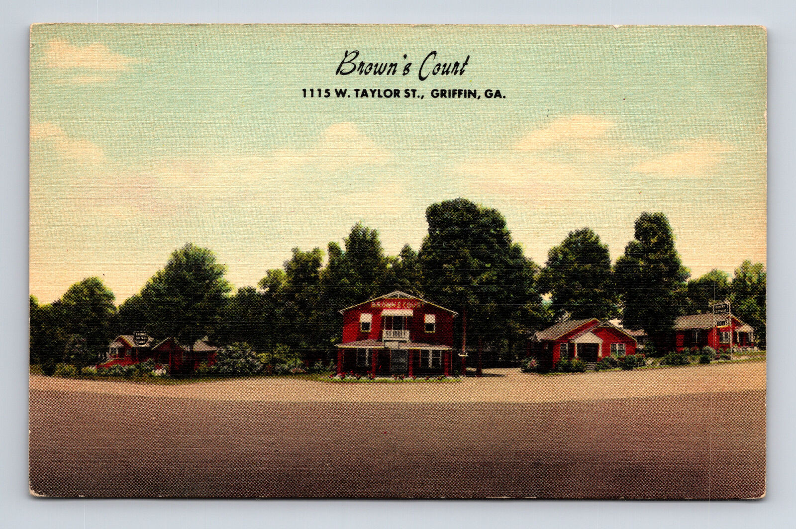 Brown\'s Court Motel Cottages Griffin Georgia GA Roadside America Postcard