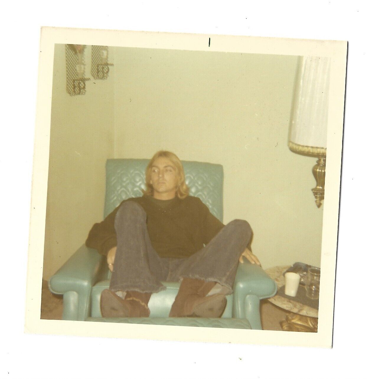 Handsome Blonde Man Kurt Cobain Clone?  Long Haired Guy 1960s Vintage Photo