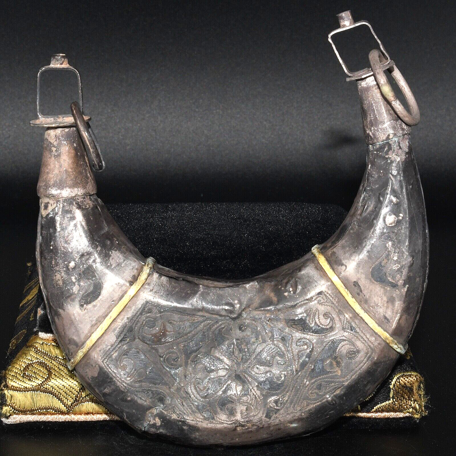 Genuine Large Ancient Islamic Seljuk Period Gold Gilded Silver Pendant Amulet