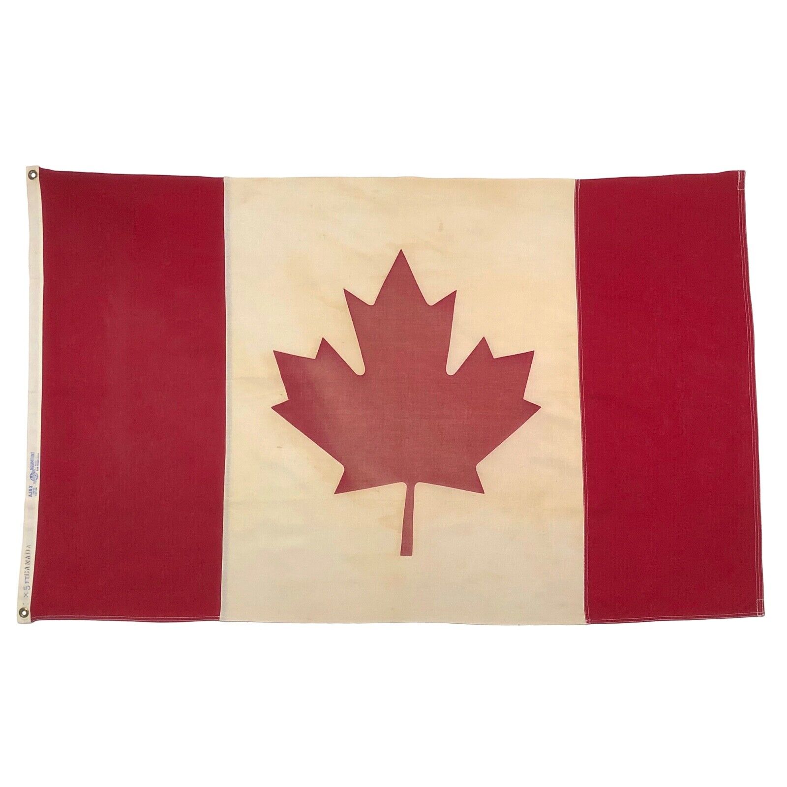 Vintage Cotton Flag Canada Old Cloth Maple Leaf Canadian Textile Art Distressed