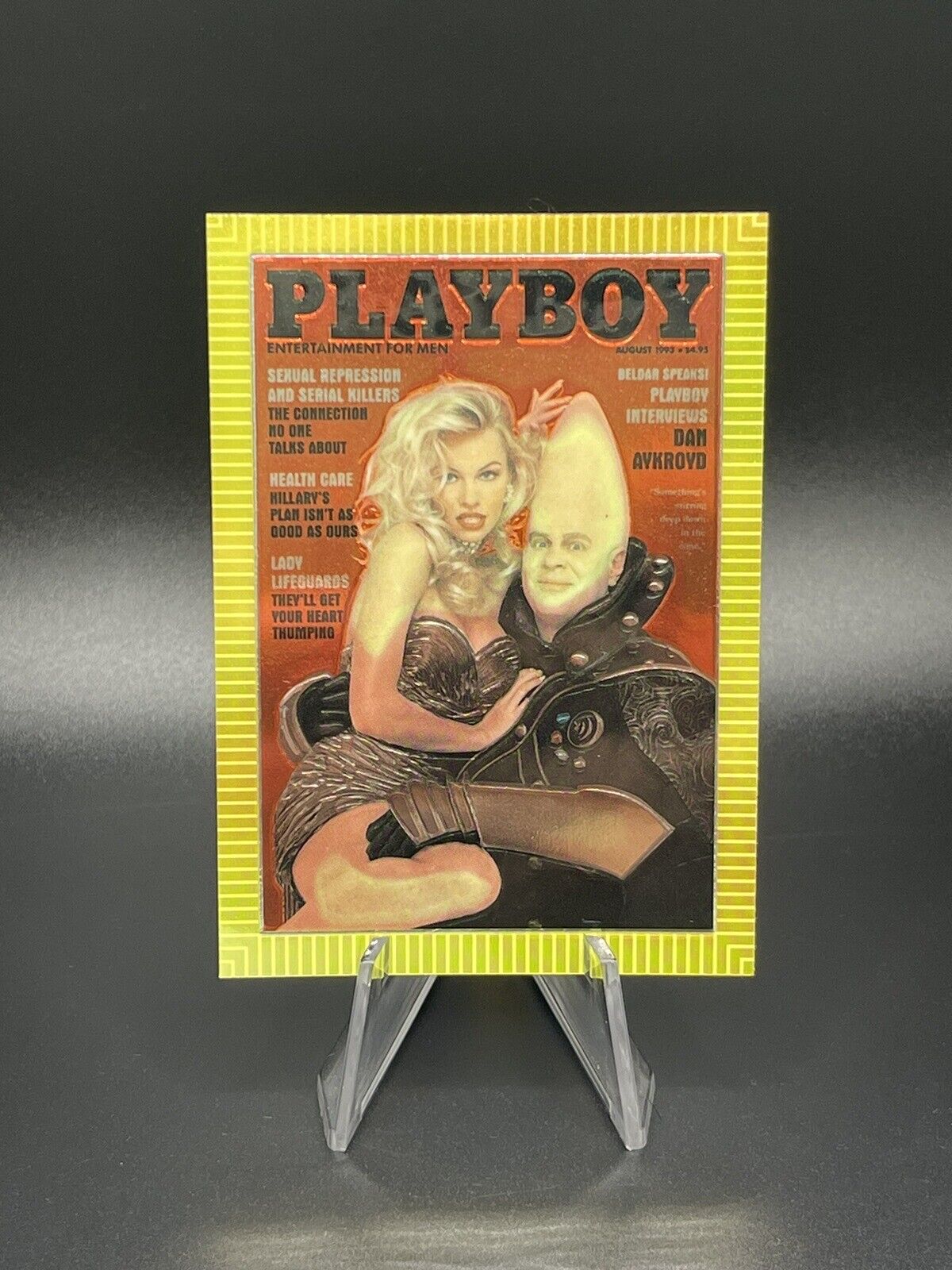 Pamela Anderson - Dan Aykroyd - 1995 Playboy Chromium Cover Card #98 August 1993