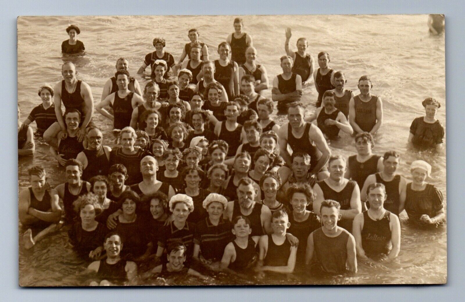 C.1910 RPPC MEN WOMEN TEENS SALTAIR BATHING SUITS GREAT SALT LAKE UT Postcard PS