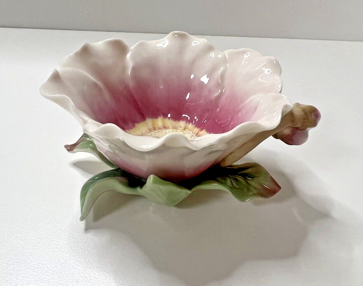 Vintage Franz Camellia Blossom Flower Porcelain Candle Tea Lite Votive Holder
